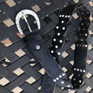 Rhinestone Leather Belt
